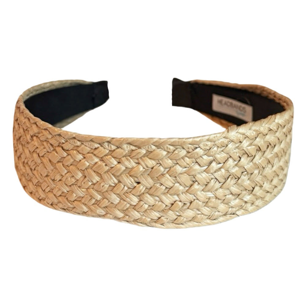 Wide Woven Headband - Tan