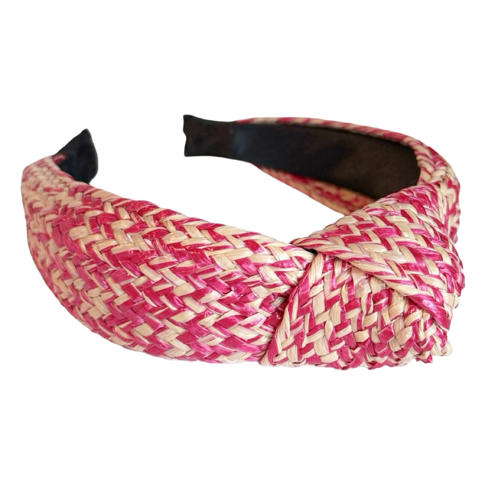 Raffia Top Knot Headband - Pink