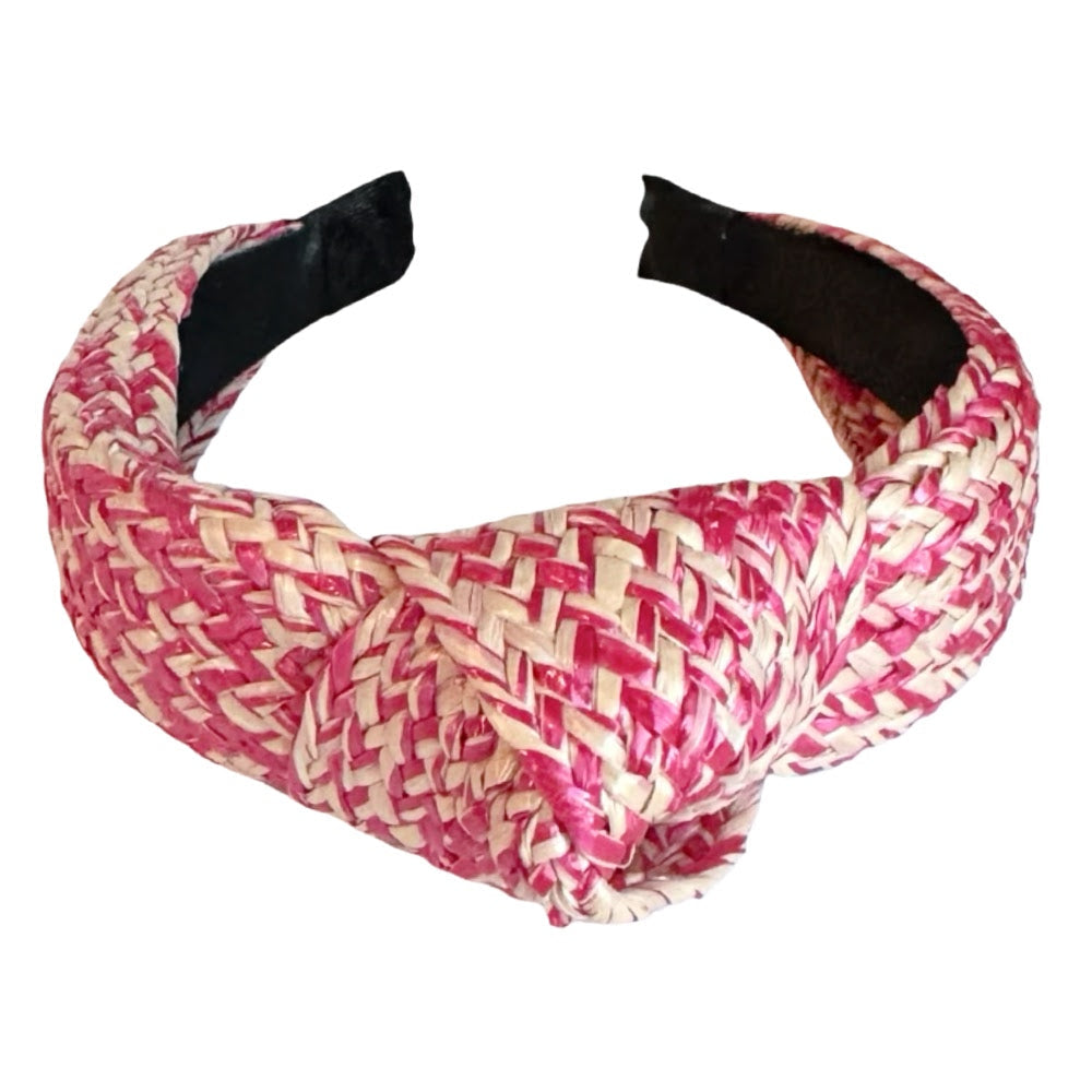 Raffia Top Knot Headband - Pink