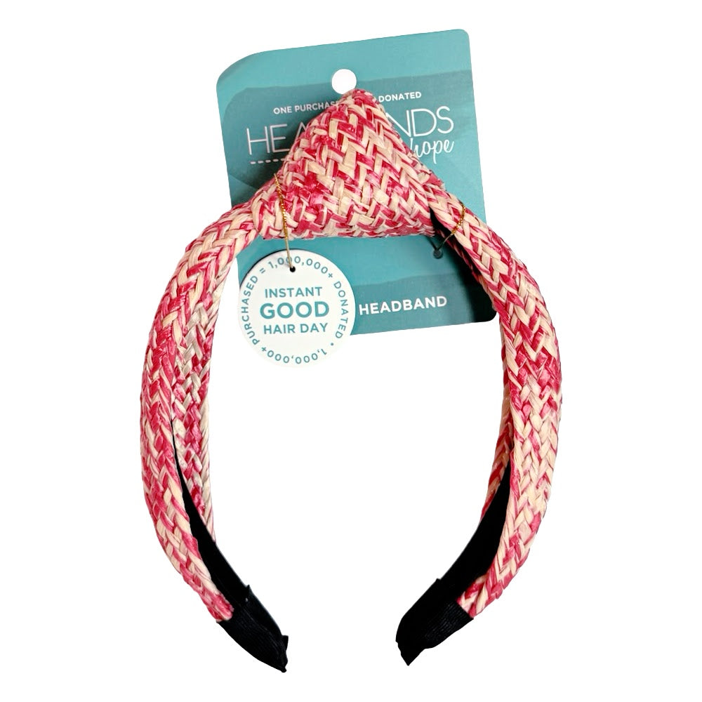 Raffia Top Knot Headband - Pink
