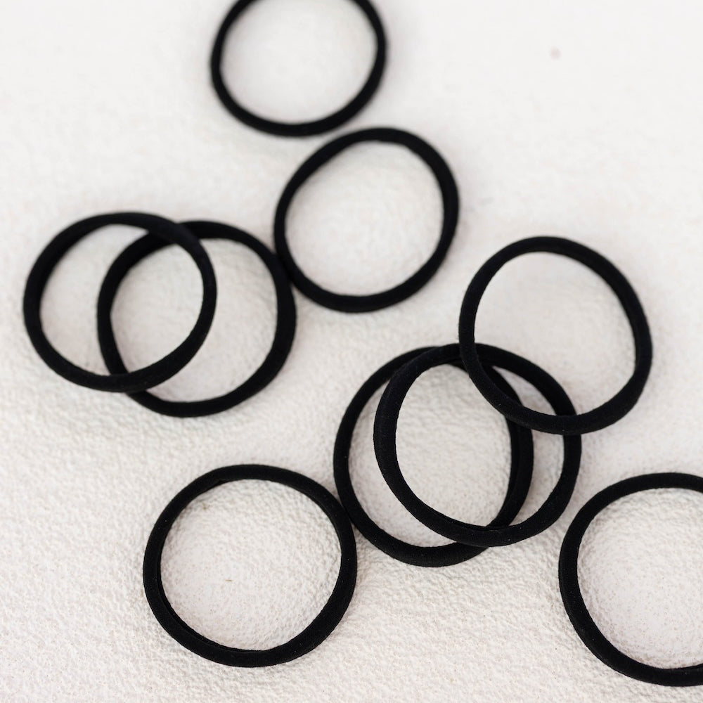 Nylon Hair Ties - 16 pc set - All Black