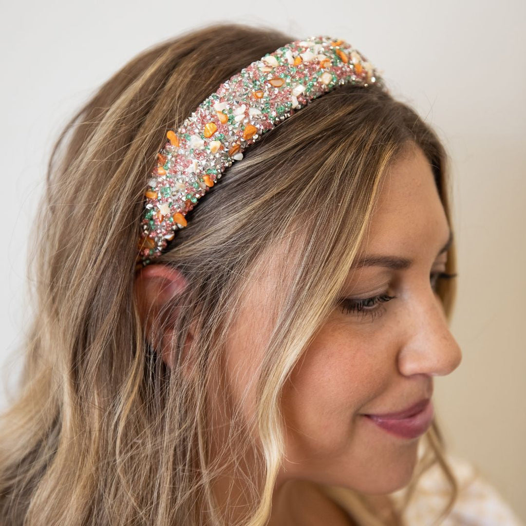 All that Glitters Headband - Teal + Orange