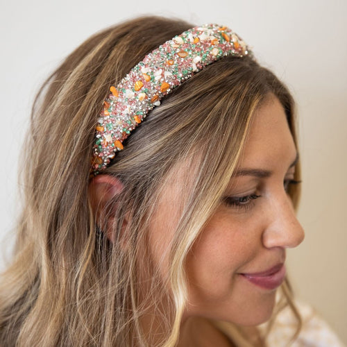 All that Glitters Headband - Teal + Orange