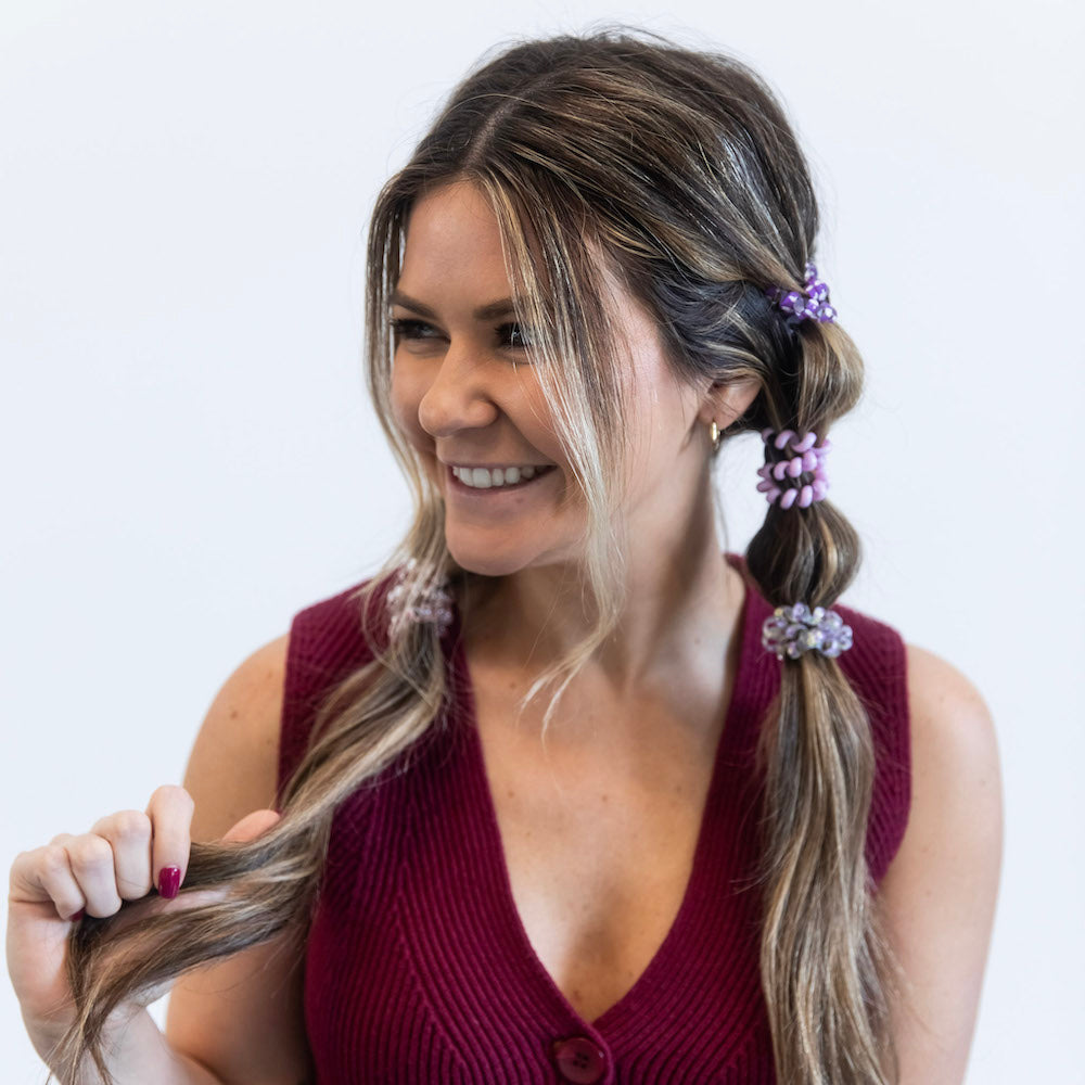 Hair Tie Set - Purple Prints