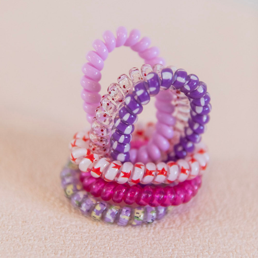 Hair Tie Set - Purple Prints