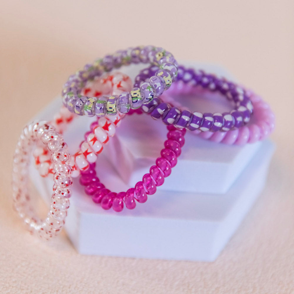 Hair Tie Set - Purple Prints