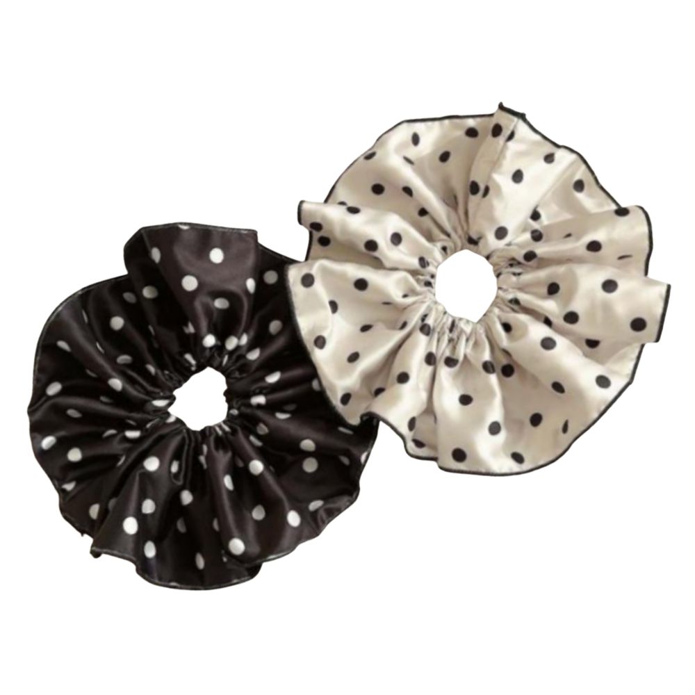 Oversized Satin Scrunchie Duo - Polka Dots