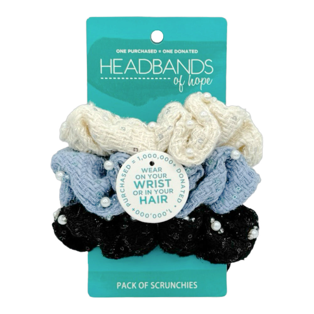 Tweed Scrunchie Set of 3 - Sequin Pearls