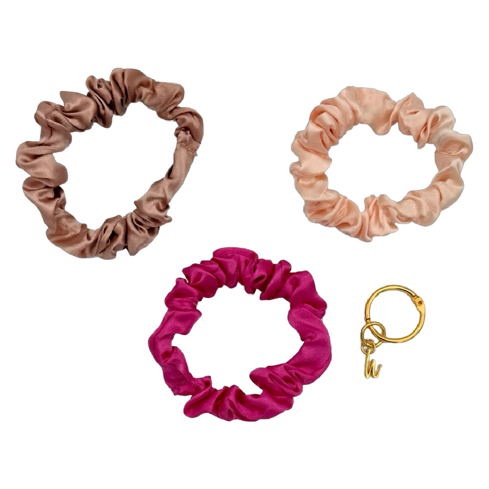 Satin Scrunchie Set - Hot Pink, Light Pink, Mauve