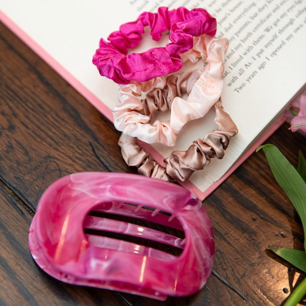 Satin Scrunchie Set - Hot Pink, Light Pink, Mauve