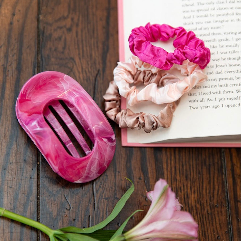 Satin Scrunchie Set - Hot Pink, Light Pink, Mauve