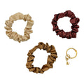 Satin Scrunchie Set - Camel, Chestnut, Cream