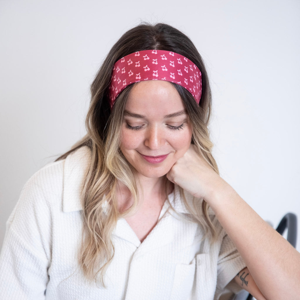 Ultra Soft Knotted Headband - Cherry Print