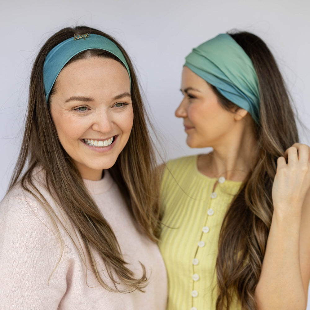 Luxe Bamboo Knotted Headband - Dark Jade Ombre