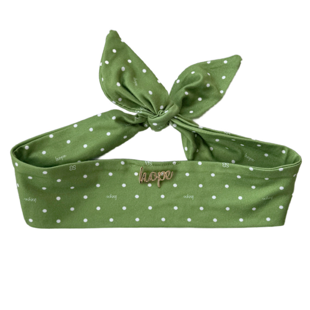 Luxe Bamboo Knotted Headband - St. Baldrick's Green Polka Dot