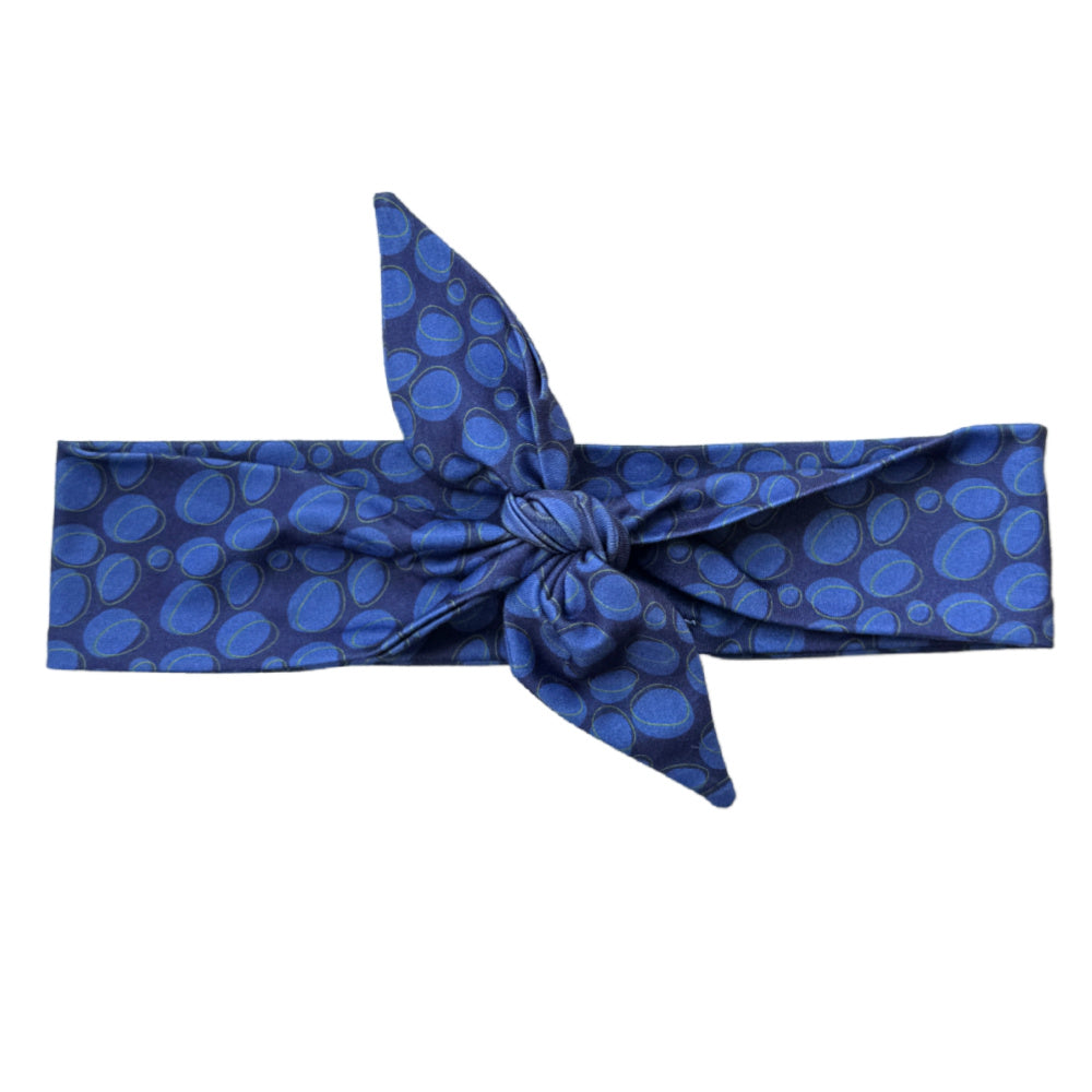 Luxe Bamboo Knotted Headband - St. Baldrick's Blue Abstract Dots