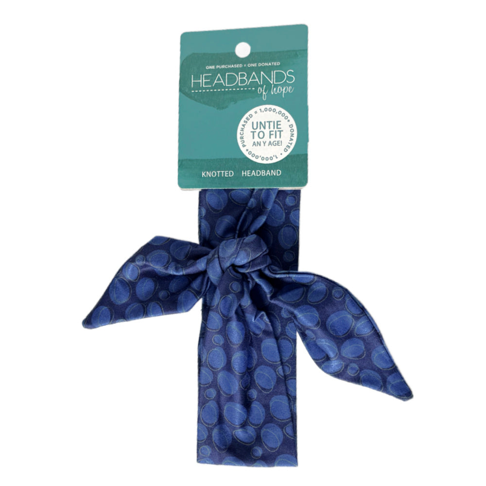 Luxe Bamboo Knotted Headband - St. Baldrick's Blue Abstract Dots