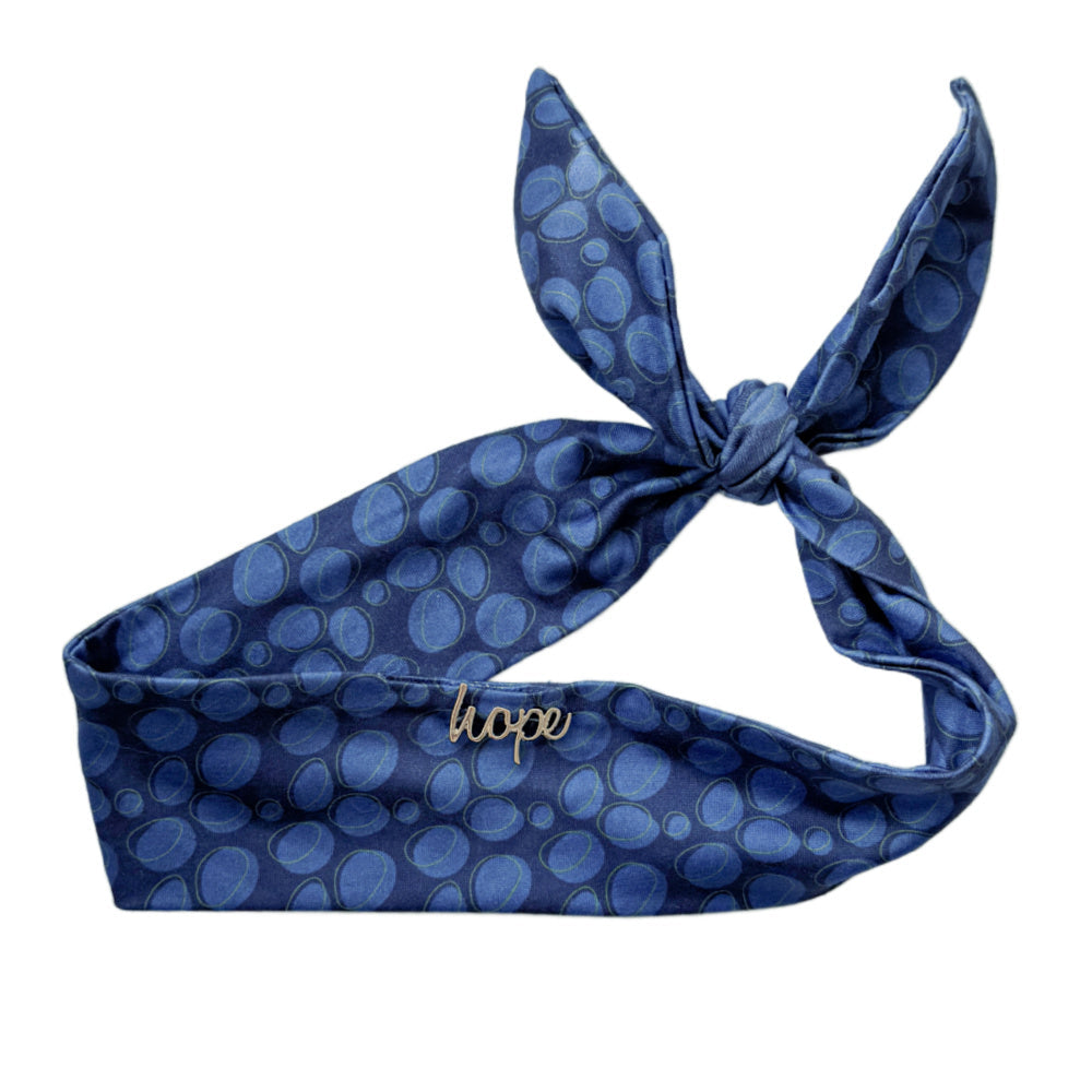 Luxe Bamboo Knotted Headband - St. Baldrick's Blue Abstract Dots