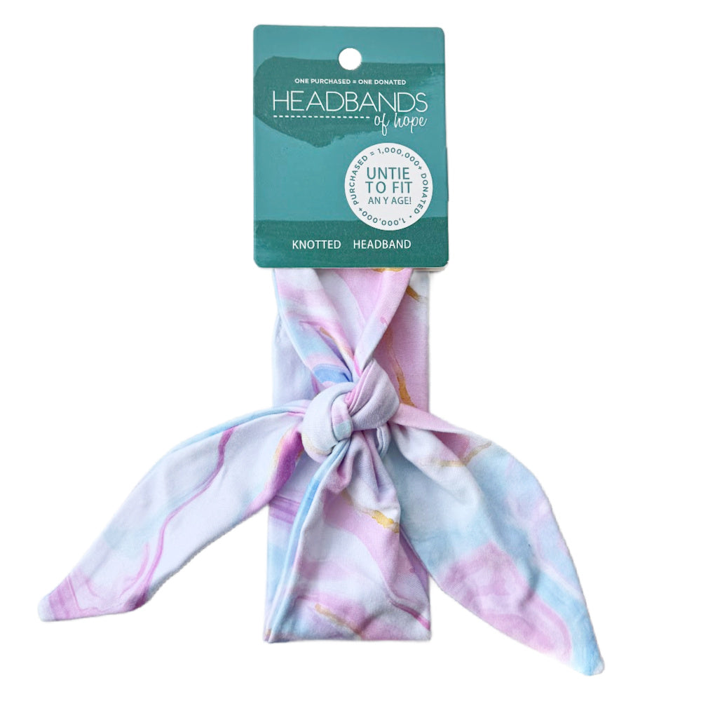 Luxe Bamboo Knotted Headband - Cotton Candy Skies Marble
