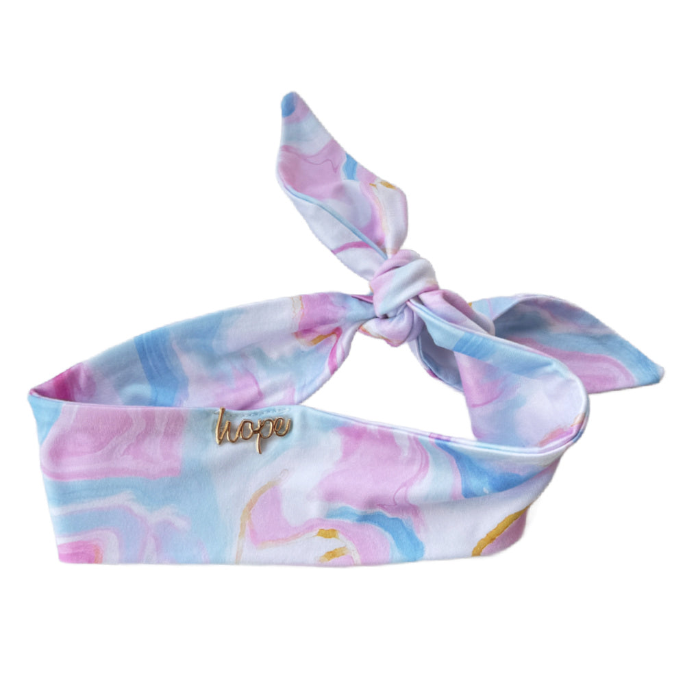 Luxe Bamboo Knotted Headband - Cotton Candy Skies Marble