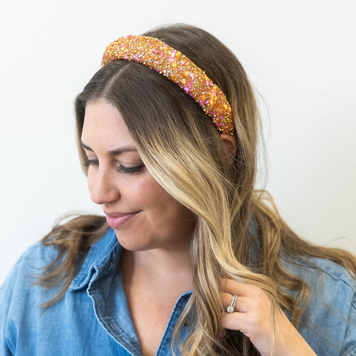 All That Glitters Headband - Pink + Orange