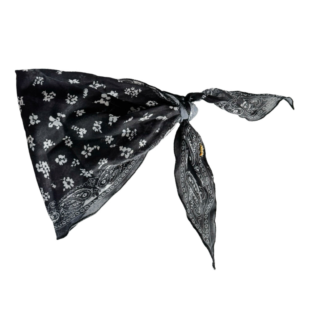 Ponytail Hair Scarf - Black Paisley