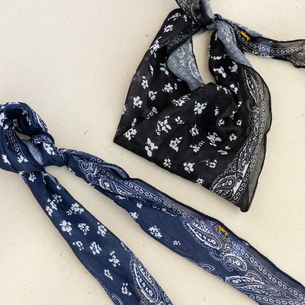 Ponytail Hair Scarf - Black Paisley