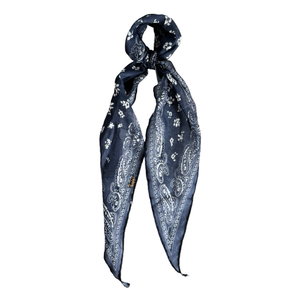 Ponytail Hair Scarf - Blue Paisley