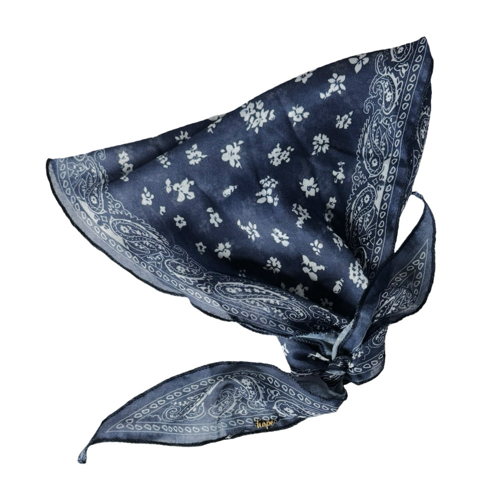 Ponytail Hair Scarf - Blue Paisley