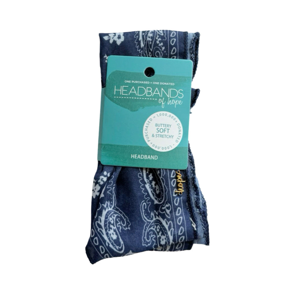 Ponytail Hair Scarf - Blue Paisley
