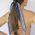 Ponytail Hair Scarf - Blue Paisley