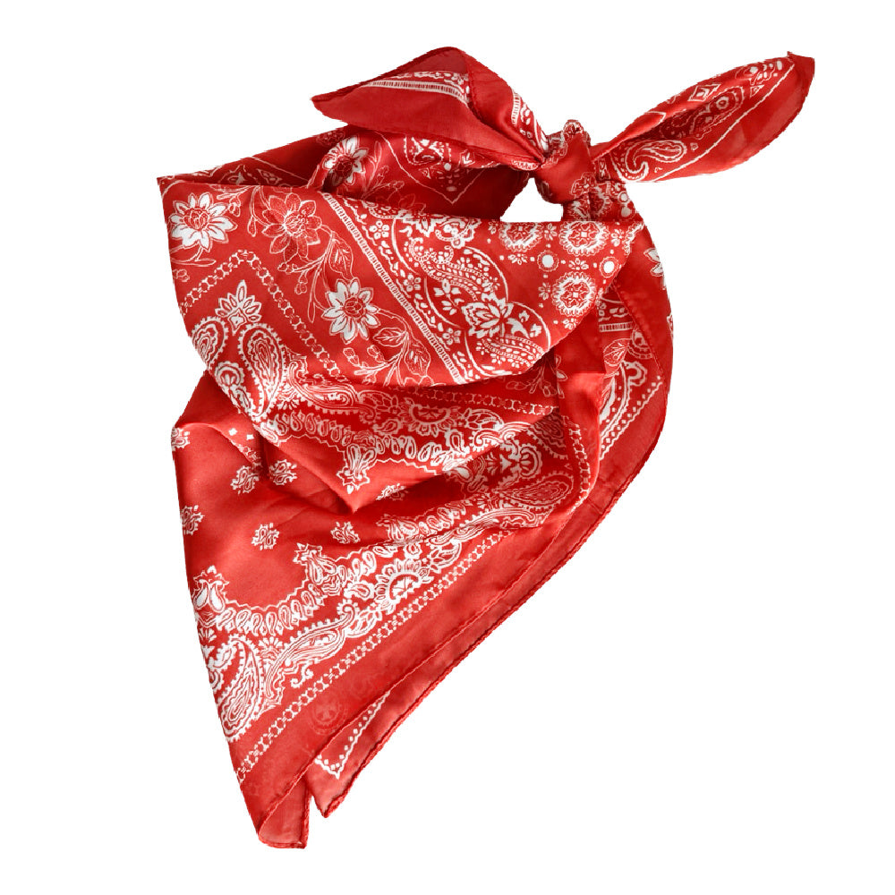 Satin Paisley Headscarf - Red