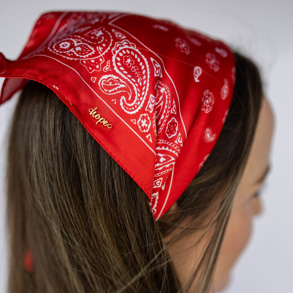 Satin Paisley Headscarf - Red