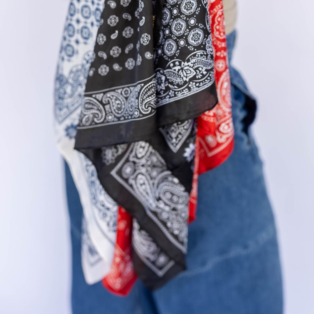 Satin Paisley Headscarf - Black