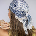 Satin Paisley Headscarf - White