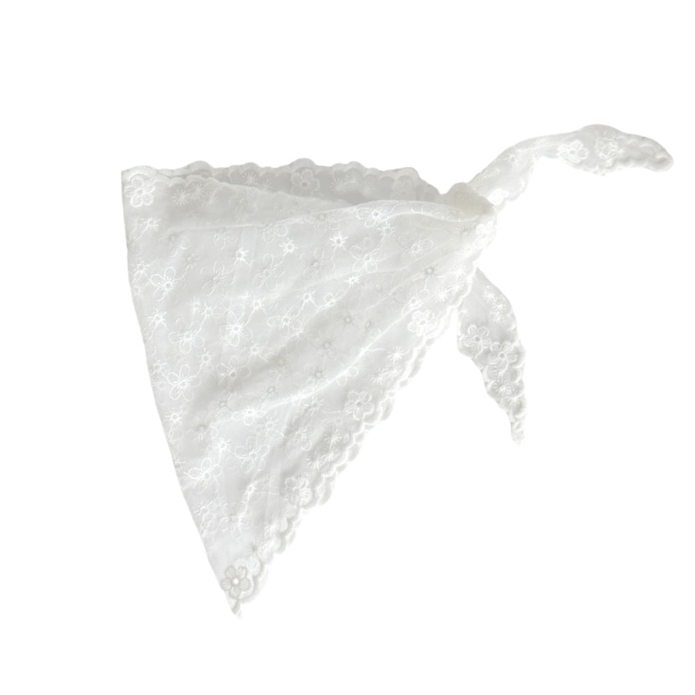 Delicate Lace Headscarf - White