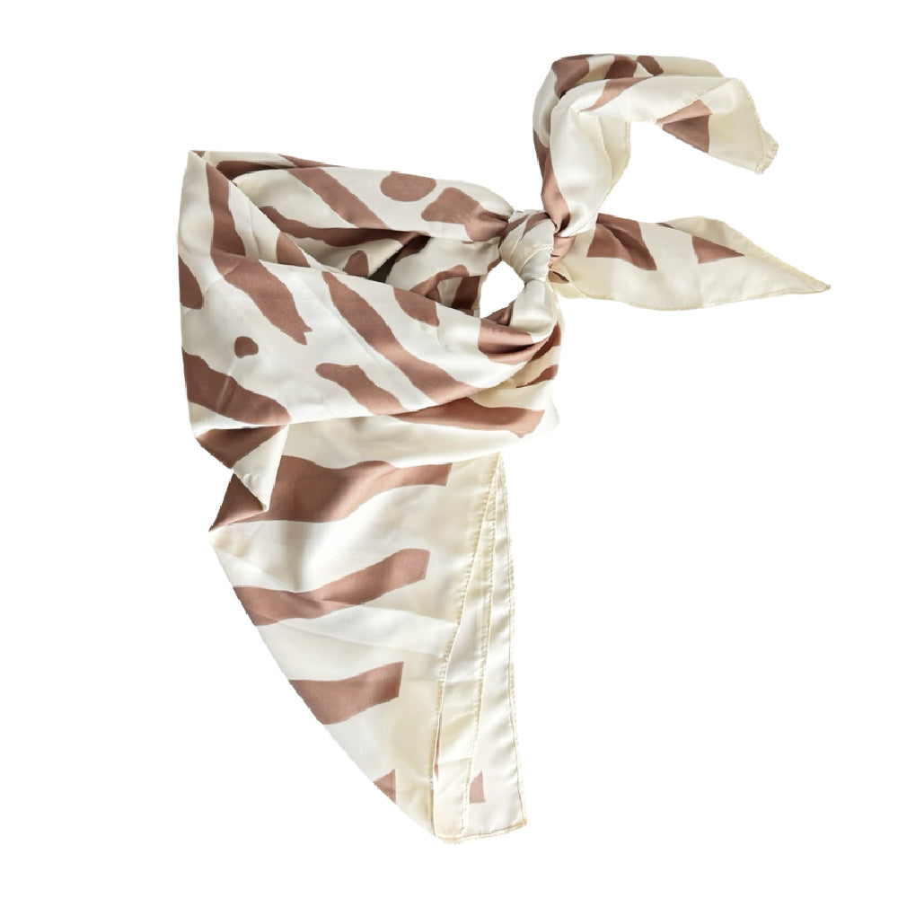 Satin Striped Headscarf - Beige