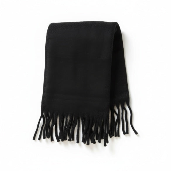 Oversized Fringe Scarf - Black