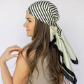 Satin Abstract Line Headscarf - Black + White