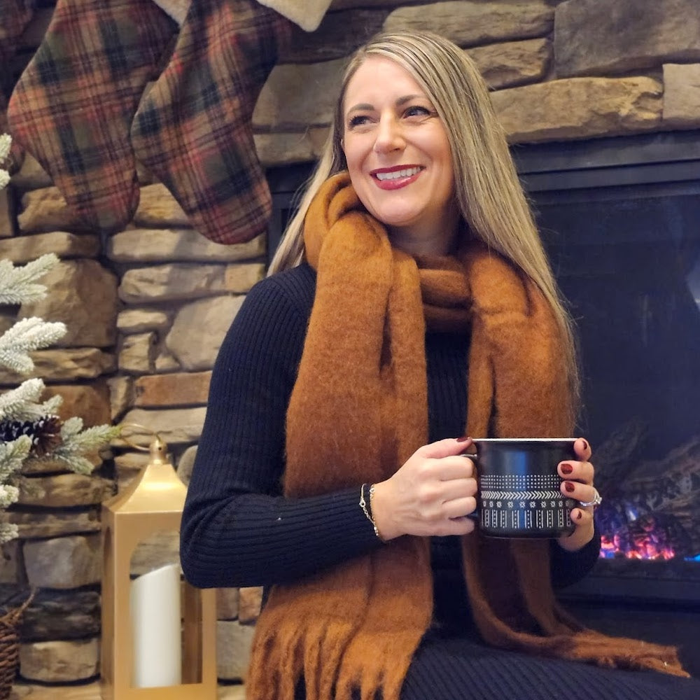 Oversized Fringe Scarf - Brown