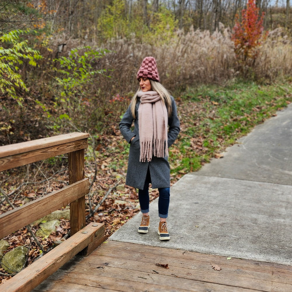 Oversized Fringe Scarf - Beige