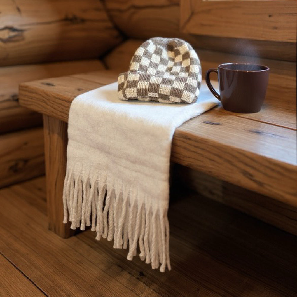 Oversized Fringe Scarf - Ivory