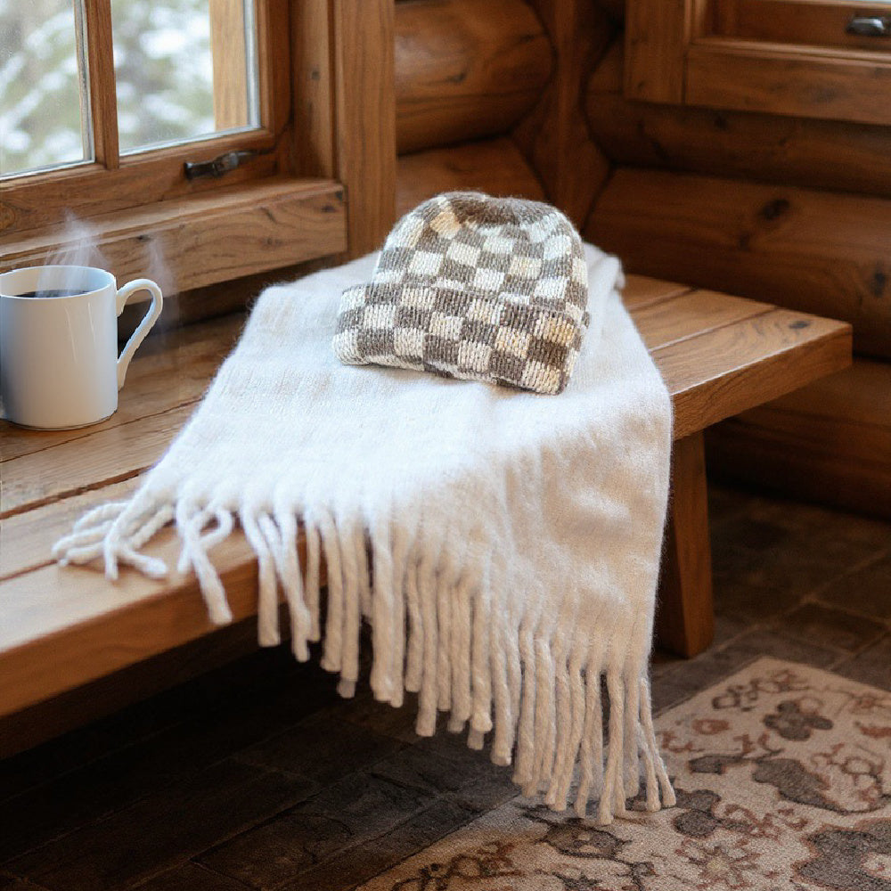 Oversized Fringe Scarf - Ivory