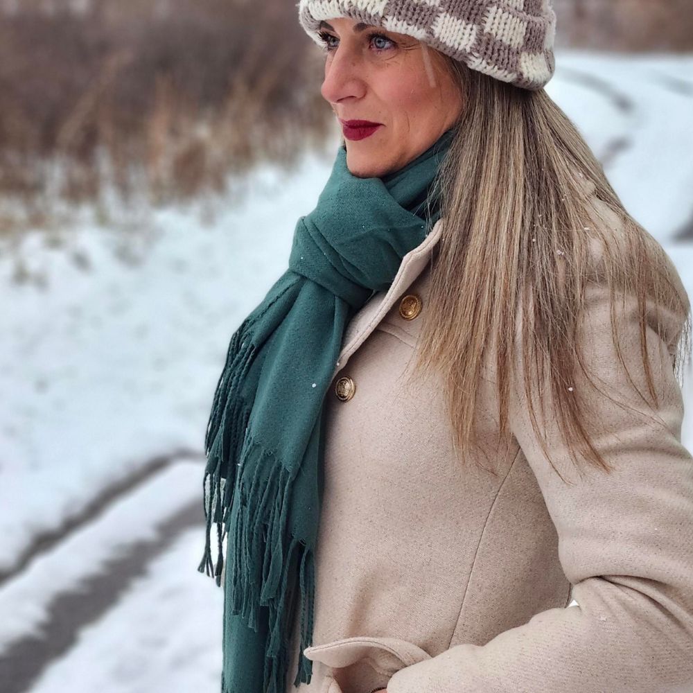Italian Fringe Scarf - Evergreen