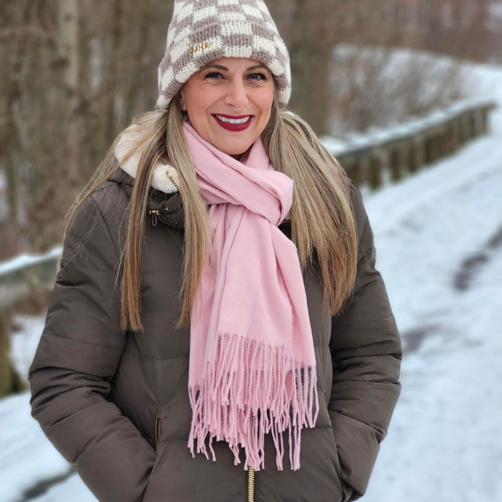 Italian Fringe Scarf - Rose Quartz
