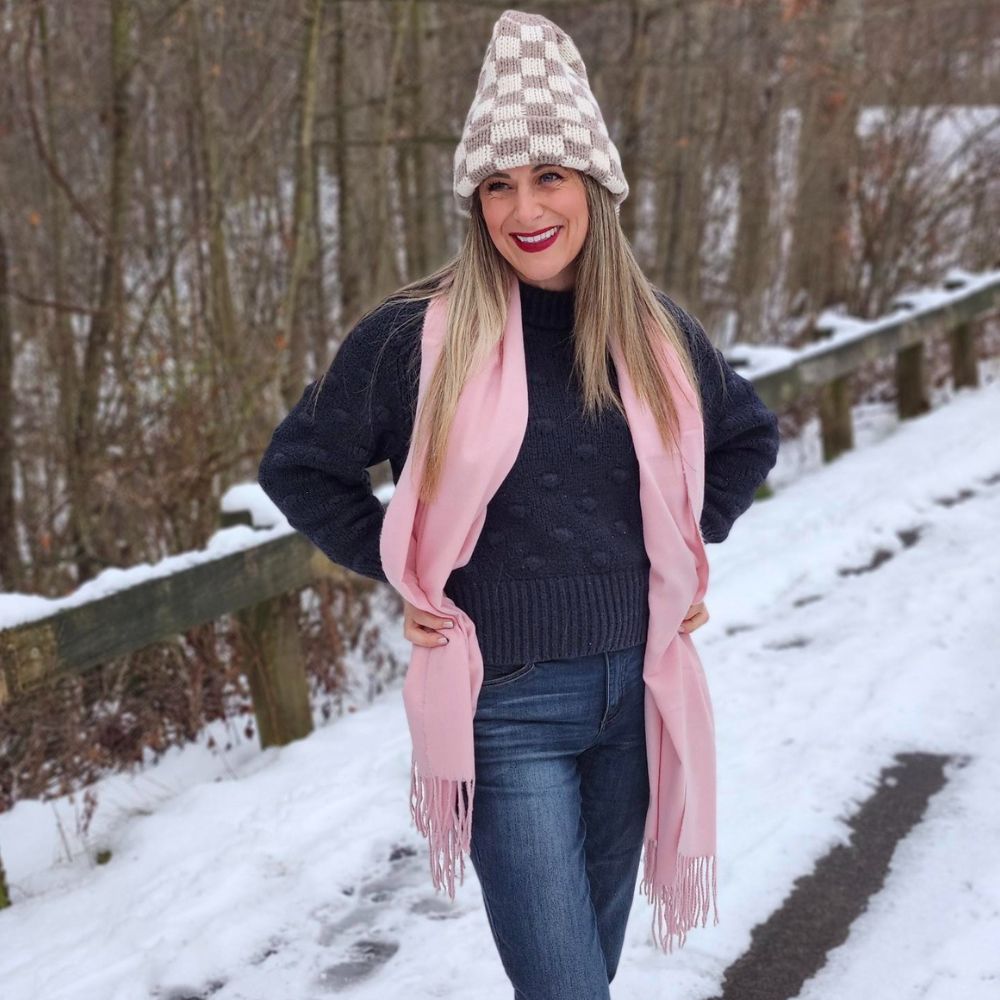 Italian Fringe Scarf - Rose Quartz