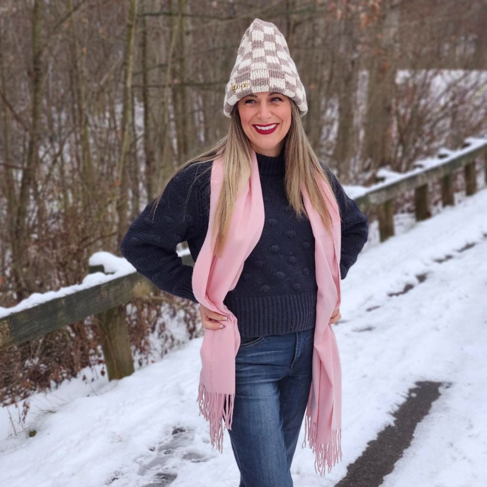 Italian Fringe Scarf - Rose Quartz
