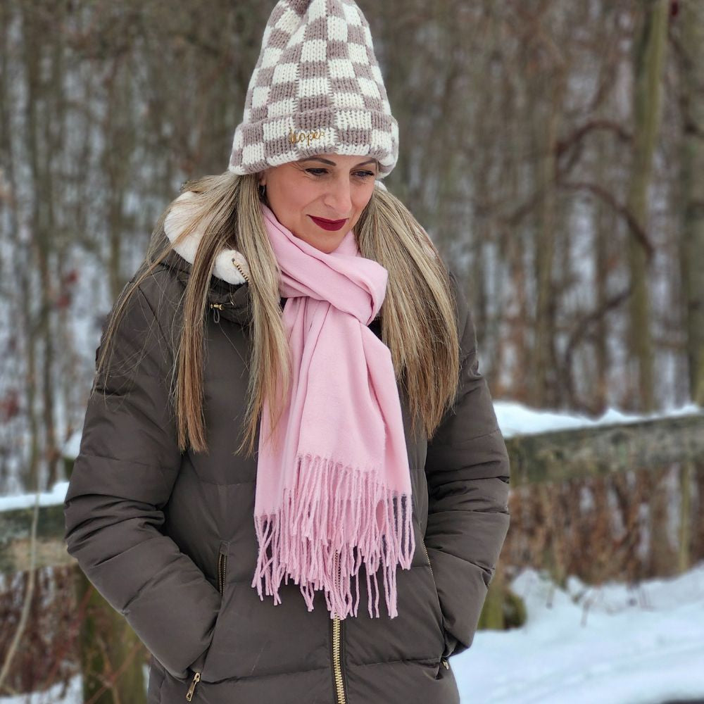 Italian Fringe Scarf - Rose Quartz
