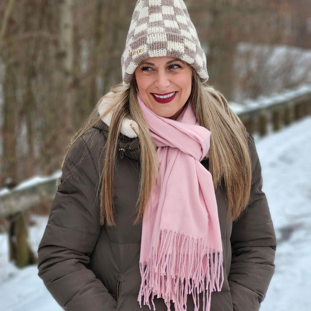 Italian Fringe Scarf - Rose Quartz