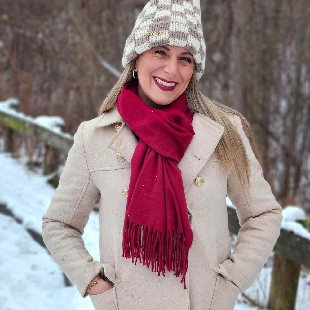 Italian Fringe Scarf - Merlot